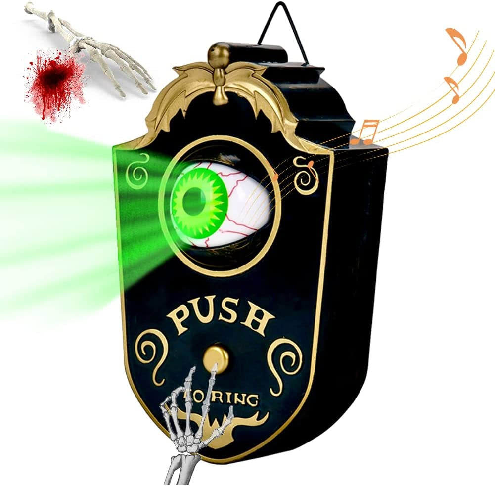 Halloween Decorations, Halloween Doorbell, Animated Eyeball with Spooky-Sounds, Halloween Decor with Lightup Eyeball,Trick or Treat Event for Kids, for Haunted House Halloween Party