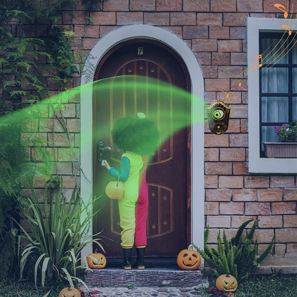 Halloween Decorations, Halloween Doorbell, Animated Eyeball with Spooky-Sounds, Halloween Decor with Lightup Eyeball,Trick or Treat Event for Kids, for Haunted House Halloween Party