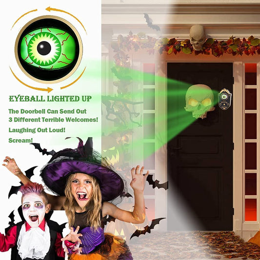 Halloween Decorations, Halloween Doorbell, Animated Eyeball with Spooky-Sounds, Halloween Decor with Lightup Eyeball,Trick or Treat Event for Kids, for Haunted House Halloween Party