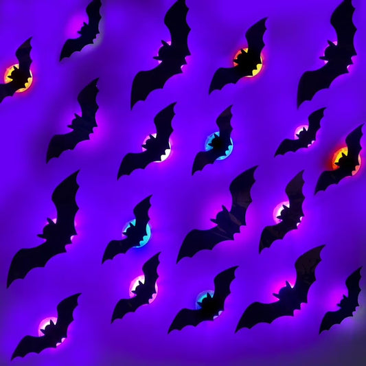24 Pack Light up Bats Halloween Decor – LED Lights for Halloween, Glow in the Dark Wall Decor, 3D Lighted Bat with Twinkling Effects for Indoor & Outdoor​ (Bats)